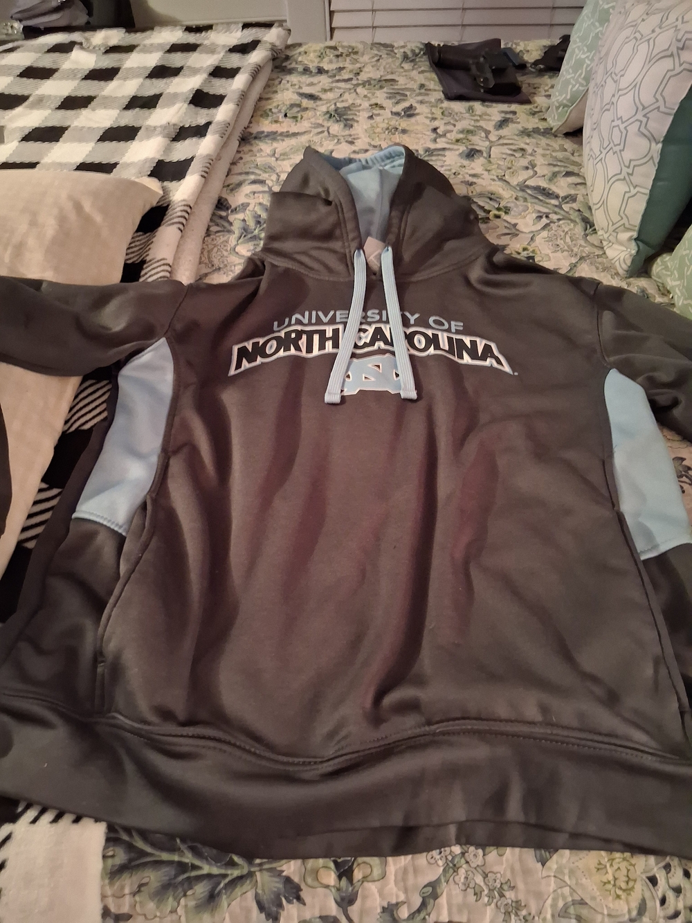 University of North Carolina Performance Hoodie in Gray & Light Blue